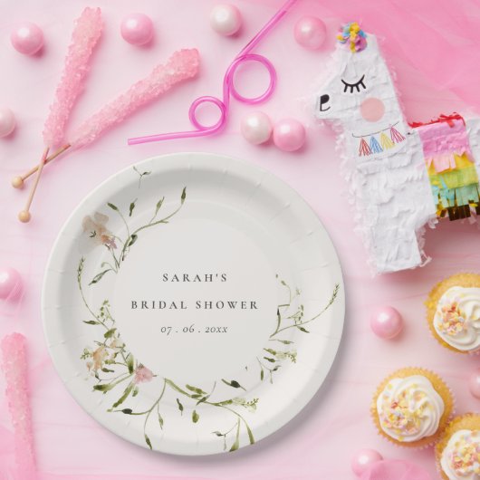 ソフト赤面メドウフローラリースブライダルシャワー ペーパープレート (パーティー)