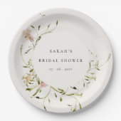 ソフト赤面メドウフローラリースブライダルシャワー ペーパープレート (正面)