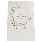 ソフト赤面メドウフローラリースブライダルシャワー ミディアムペーパーバッグ (裏面)