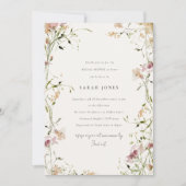 ソフト赤面メドーウォーター色フローラブライダルシャワー 招待状 (正面)
