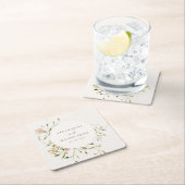 ソフト赤面メドーウォーター色フローラリース結婚ズ スクエアペーパーコースター (インサイチュ)