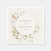 ソフト赤面メドーウォーター色フローラリース結婚ズ スタンダードカクテルナプキン (正面)