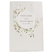 ソフト赤面メドーウォーター色フローラリース結婚ズ ミディアムペーパーバッグ (正面)