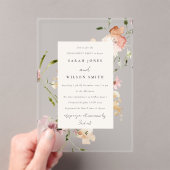 ソフト赤面メドーウォーター色フローラ婚約 アクリル招待状 (インサイチュ (ポータブル))