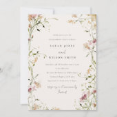 ソフト赤面メドーウォーター色フローラ婚約 招待状 (正面)