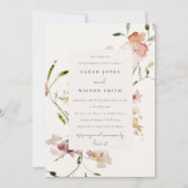 ソフト赤面メドーウォーター色フローラ婚約 招待状 (正面)