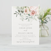 ソフト赤面ユーカリ葉カップルのシャワー 招待状 (スタンド正面)