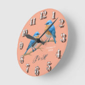 ソフト赤面ラブバードロマンチック結婚ブルーバード ラウンド壁時計 (傾斜)