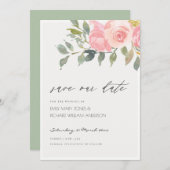 ソフト赤面水カラーフローラ日付カードの保存 サンキューカード (正面/裏面)