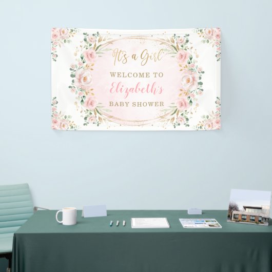 ソフト赤面水彩フローラバラシャワーようこそ 横断幕 (トレードショー)