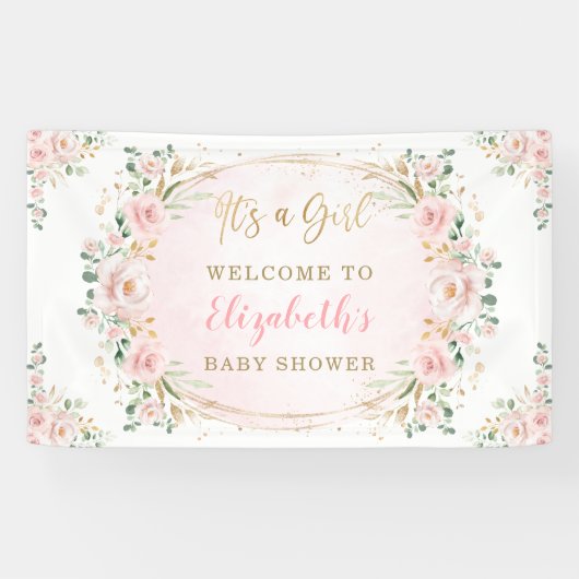 ソフト赤面水彩フローラバラシャワーようこそ 横断幕 (横)