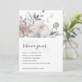 ソフト赤面水彩色フローラベビーシャワー招待状 サンキューカード (スタンド正面)