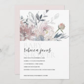 ソフト赤面水彩色フローラベビーシャワー招待状 サンキューカード (正面/裏面)