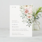 ソフト赤面牡丹ユーカリ葉ブライダルシャワー 招待状 (スタンド正面)