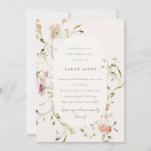 ソフト赤面牧草地の水の色のフローラベビーシャワー 招待状 (正面)