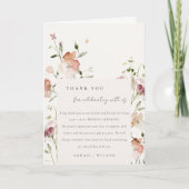 ソフト赤面牧草地の水カラーフローラフレーム結婚ズ サンキューカード (正面)