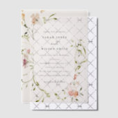 ソフト赤面牧草地の水カラーフローラフレーム結婚ズ ベラム紙招待状 (オフセット (招待状))