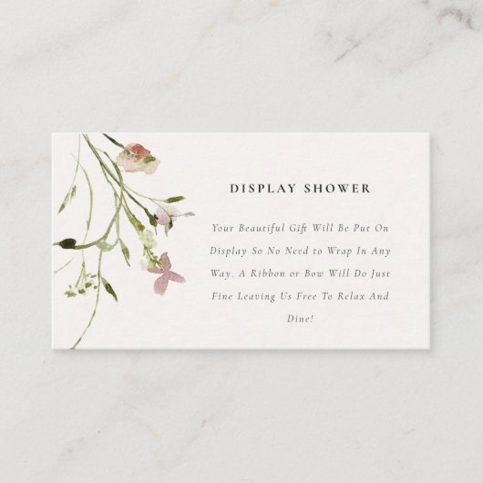 ソフト赤面牧草地フローラディスプレイシャワーベビーシャワー エンクロージャーカード (正面)