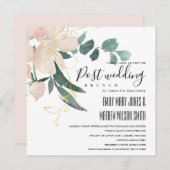 ソフト赤面金ゴールドフローラバンチポスト結婚ズブランチ 招待状 (正面/裏面)