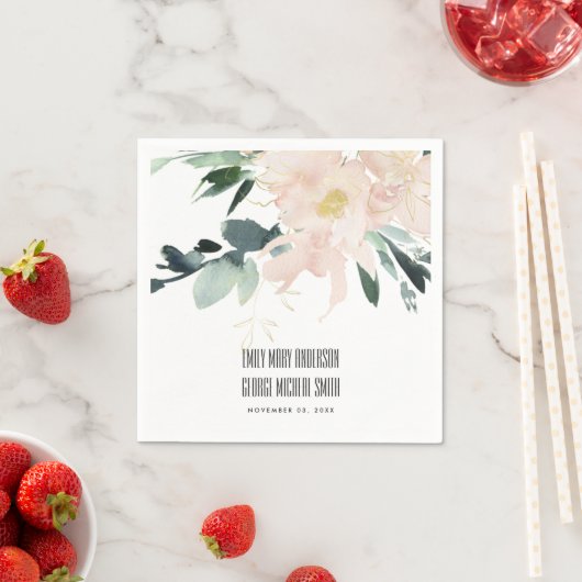 ソフト赤面金ゴールドフローラバンチ水結婚色 スタンダードカクテルナプキン (インサイチュ)