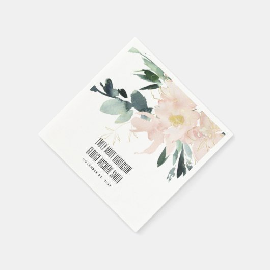 ソフト赤面金ゴールドフローラバンチ水結婚色 スタンダードカクテルナプキン (角)