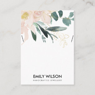 ソフト赤面金ゴールドフローラ水色ネックレスディスプレイ 名刺