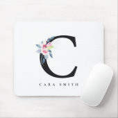 ソフト赤面青フローラ文字名C マウスパッド (マウス)