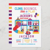 ソフト遊バウンス誕生日パーティーの招待 招待状 (正面/裏面)