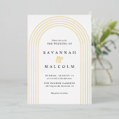 ソフト釉薬 |白と金ゴールドのアーシンプルチ結婚ーズ 箔招待状 (立ち正面)