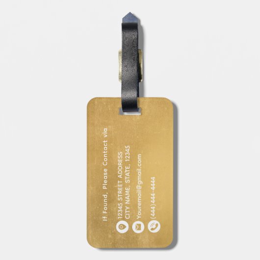 ソフト金エレガント箔モノグラムカスタム ラゲッジタグ (裏面縦)