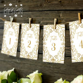 ソフト金ゴールドグリッターフローラ結婚レースのテーブル番号 招待状