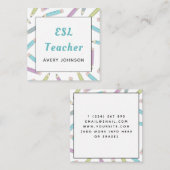 ソフト鉛筆パターンESL先生英語インストラクター スクエア名刺 (正面/裏面)