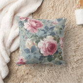 ソフト開花オープンバラ水彩 クッション (ブランケット)