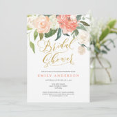 ソフト開花ピーチフローラブライダルシャワー招待 招待状 (スタンド正面)
