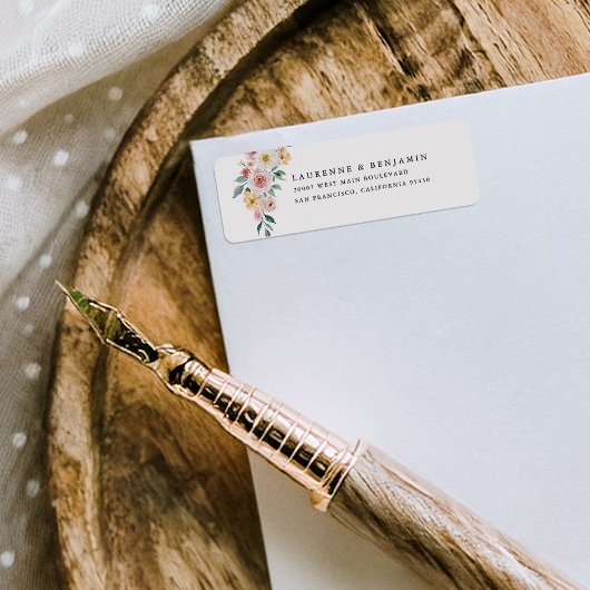 ソフト開花結婚の差出人住所ラベルシール ラベル