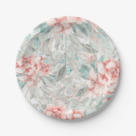 ソフト スプリング サマー フローラル グリーンナリー エレガント ウェディング ペーパープレート