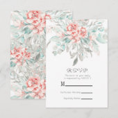 ソフト スプリング サマー フローラル グリーンレイ RSVP 返信 (正面/裏面)
