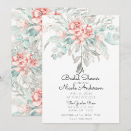 ソフト スプリング サマー フローラル グリー ネイチャー ブライダル シャワー 招待状