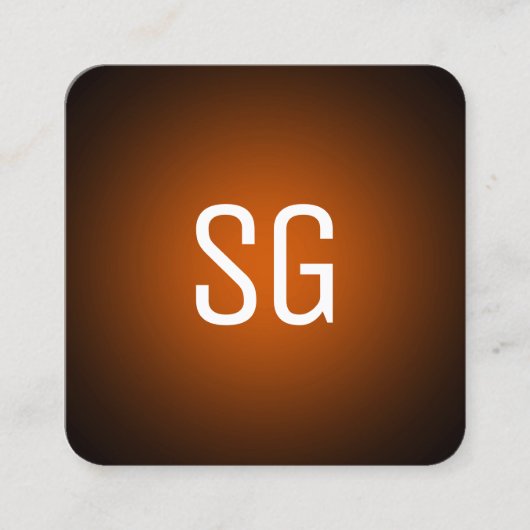 ソフト スポット -イニシャル- 黒地にオレンジ スクエア名刺 (正面)