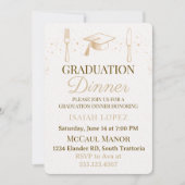 ソフト ニュートラルな卒業ディナー招待 招待状 (正面)