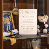 ソフト ニュートラルな卒業ディナー招待 招待状