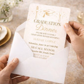 ソフト ニュートラルな卒業ディナー招待 招待状