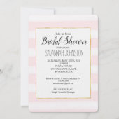 ソフト ピンク ストライプ 水彩 結婚前お披露目パーティー 招待状 (正面)