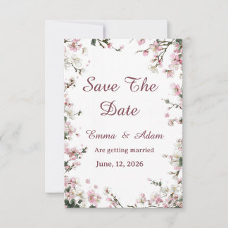 ソフト フローラル パステル 桜の花の Save The Date セーブザデート
