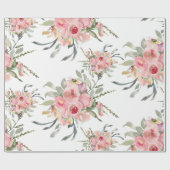 ソフト ブラッシュ ピンク エレガント フェミニン フラワーズ ウェディング ラッピングペーパー (フラット)