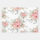 ソフト ブラッシュ ピンク ゴールド フラワーの結婚式 ラッピングペーパーシート (正面2)
