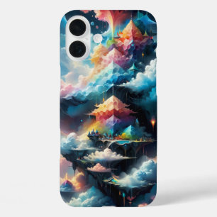 ソフト・ブルースとピンクスで夢のような雲のパターン iPhone 16 PLUSケース