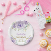 ソフト ボーホー ラベンダー ゴールド フラワー ベビーシャワー ペーパープレート (パーティー)