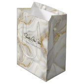 ソフト マーブル グラム サロン バッグ – 現代の編集可能なデザイン ミディアムペーパーバッグ (正面アングル)