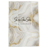 ソフト マーブル グラム サロン バッグ – 現代の編集可能なデザイン ミディアムペーパーバッグ (裏面)